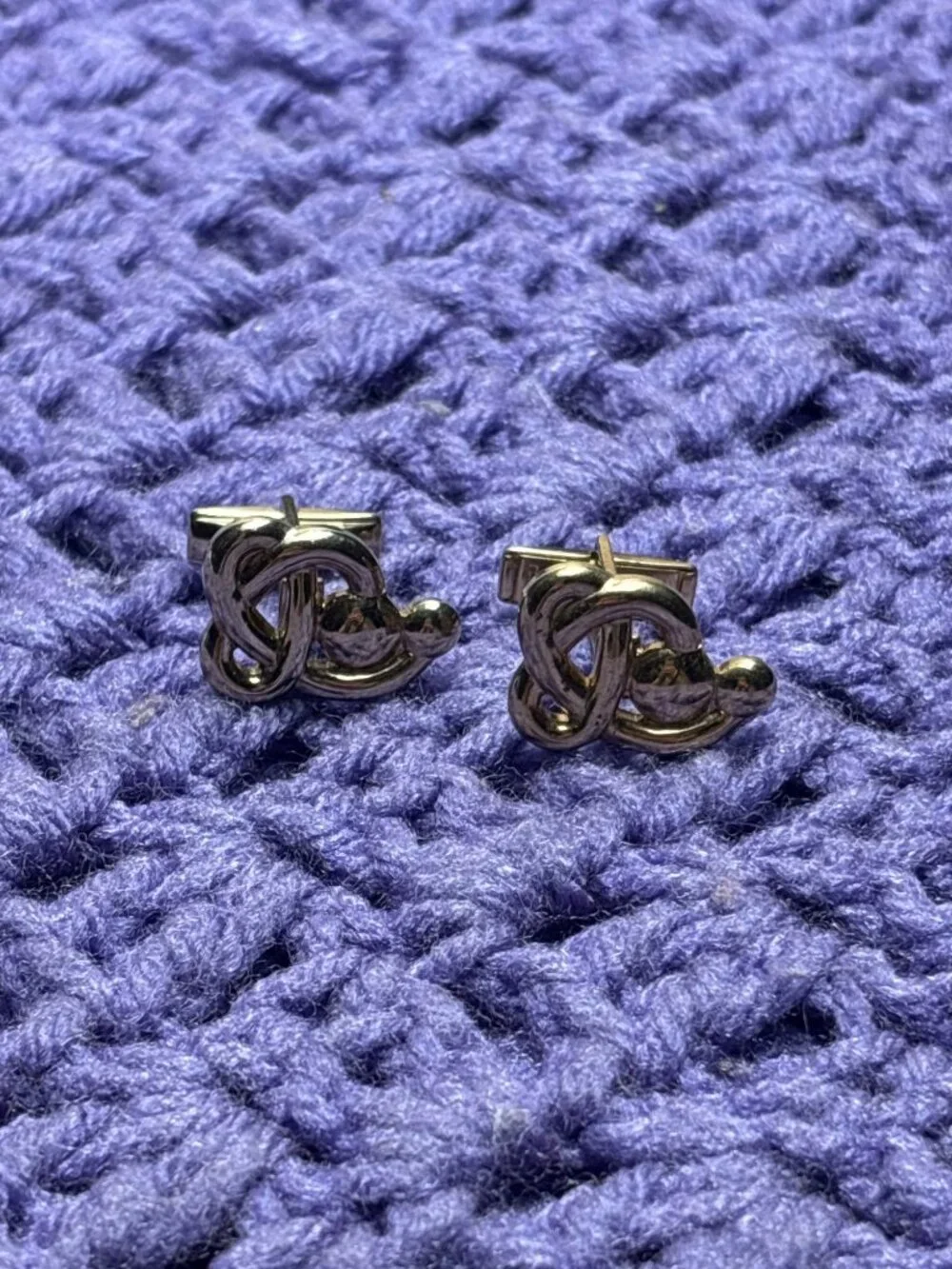 Vintage Abstract Goldtone Cufflinks 7/8 inch